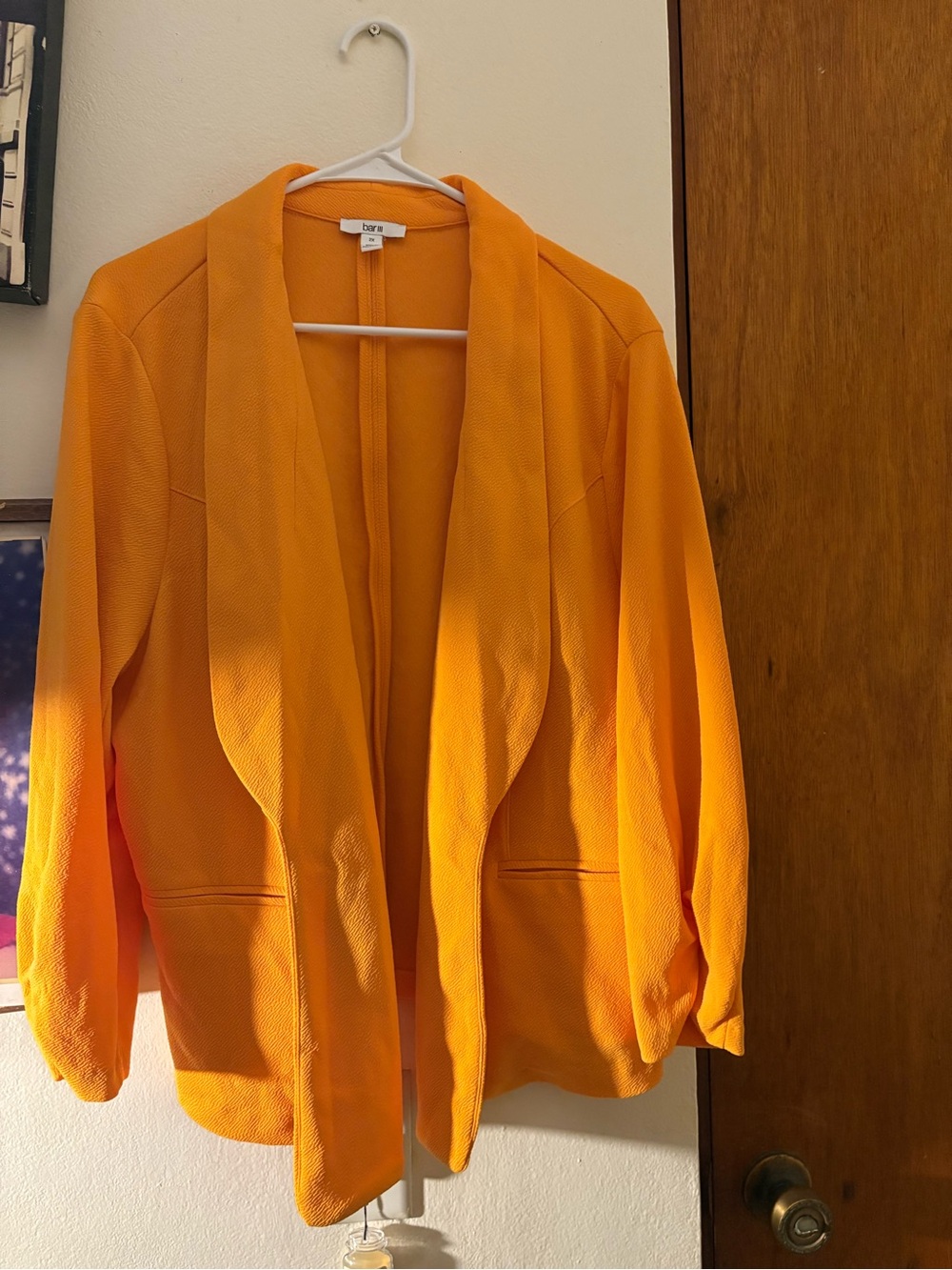 Bar III Orange Draped Open-Front Blazer